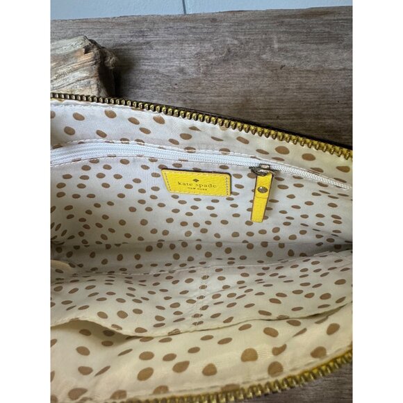 Kate Spade Byrd Chain Link Yellow Leather Chain Strap Clutch Bag With Polka Dot - Picture 4 of 7